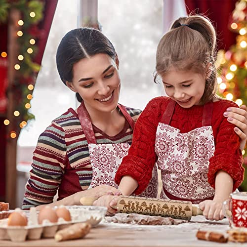 4Pack Christmas Wooden 3D Rolling Pins Embossed L410512