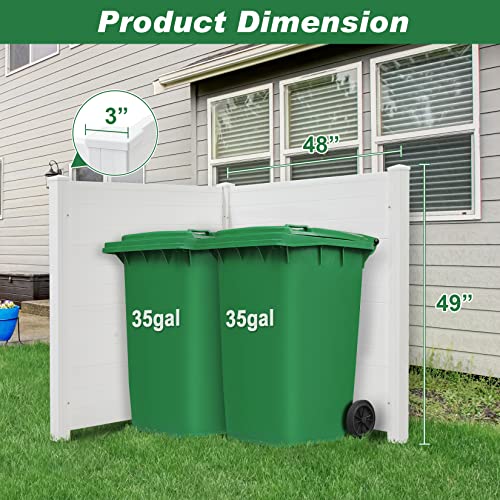White 2 Panel Outdoor Privacy Screen with Iron Stakes N80183