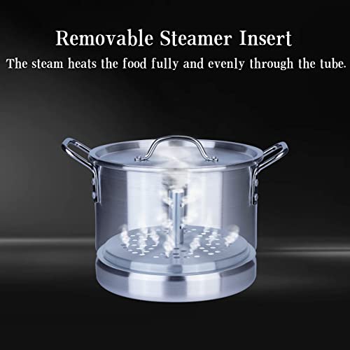 32 Quart Aluminum Tamale Steamer Pot with Steamer Rack and Tube W9749