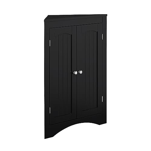 Black Corner Storage Cabinet with 2 Doors F7656
