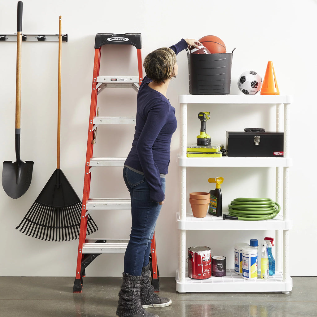 White 4 Shelf Adjustable Height Storage Unit (2 Pack) V117