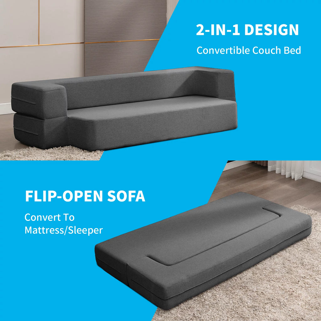 Dark Gray Folding Queen Size Sleeper Sofa Bed S537