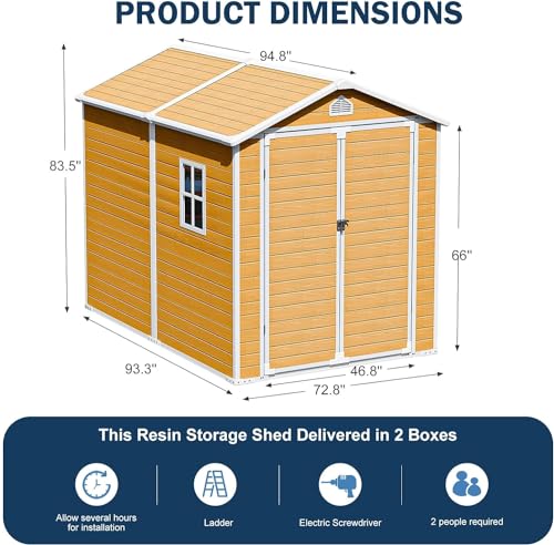 8x6 Feet Resin Storage Shed with Floor, Dove Grey A17685