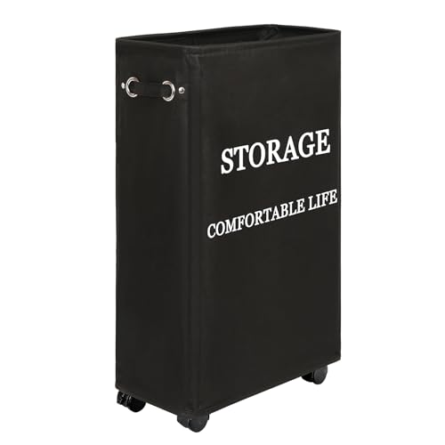 Beige 50L Collapsible Rolling Laundry Hamper B728160