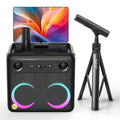 Smart Karaoke Machine with Lyrics Display, 32GB, 2 Wireless Mics, 300W Peak Power, 4 DJ Lights N14208