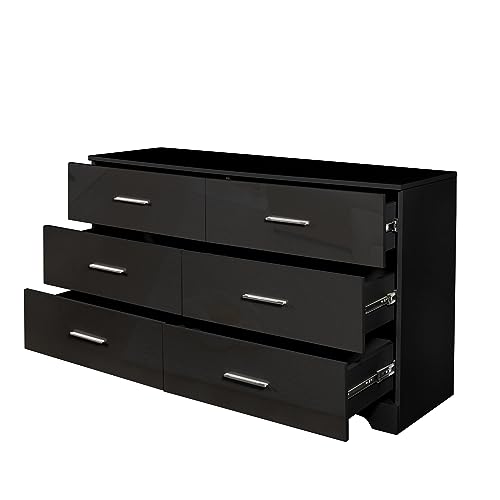 Black 8 Drawer Wood Dresser W121