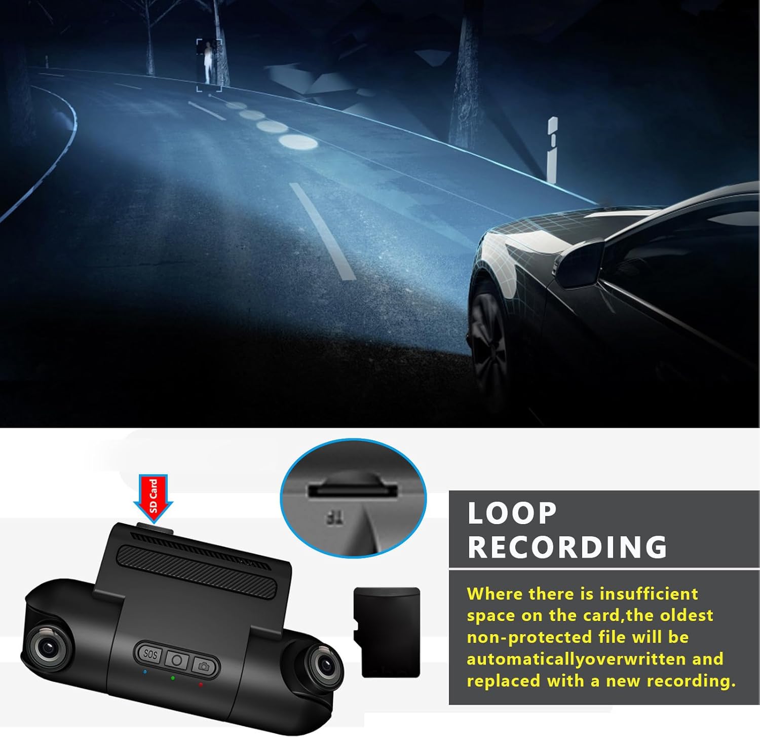 1080P FHD Front and Rear Dash Cam with 170° Wide Angle K2750