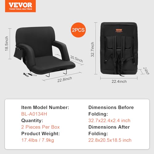 Wide Folding Padded Stadium Seat with Back Support K14910