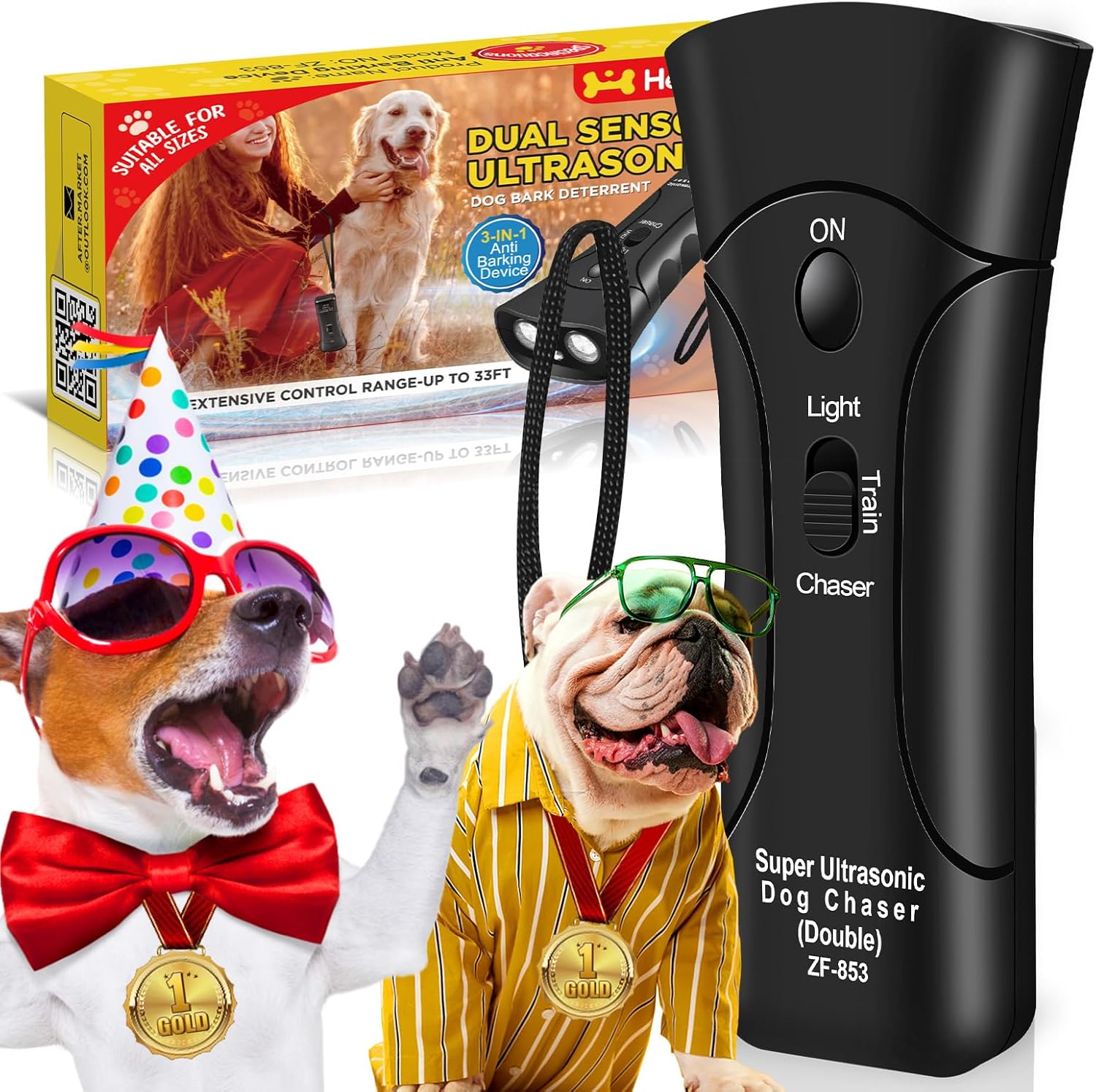 Ultrasonic Dog Bark Deterrent with 3 Modes and LED Light E902560