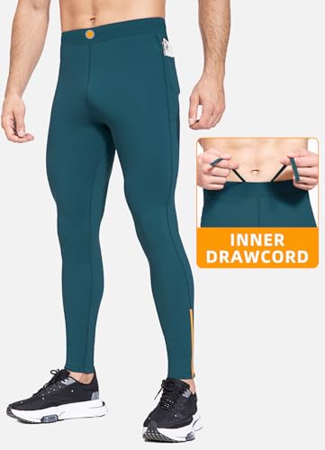 Men's Thermal Fleece Running Tights with Zipper Pockets F186