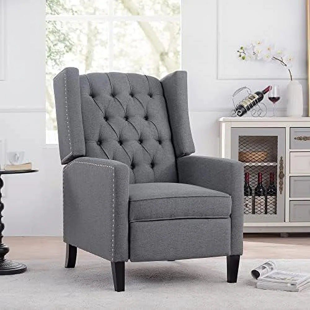 Beige Fabric Push Back Recliner Chair A64177