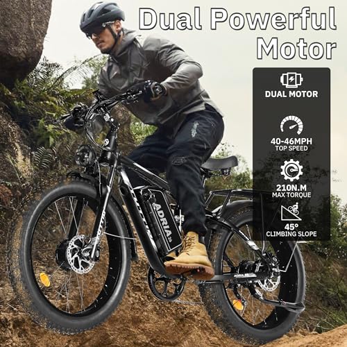 52V 30AH 26" Fat Tire Full Suspension Electric Mountain Bike T176
