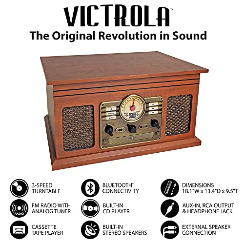 6-in-1 Bluetooth Record Player with Built-in Speakers H7033