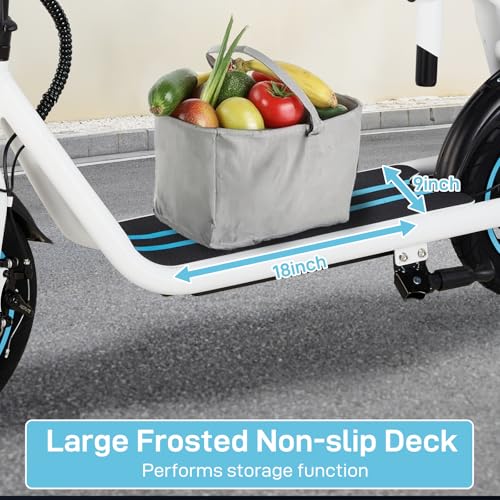 Foldable Electric Scooter with 12" Pneumatic Tire, Seat, Wide Deck, Dual Disc Brake F775