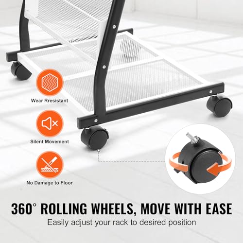 6-Tier Floor Standing Magazine Display Rack with 4 Wheels, 6 Pockets X6463