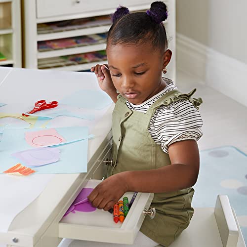 Creamy White Wooden Art Table with Storage Drawers F93734