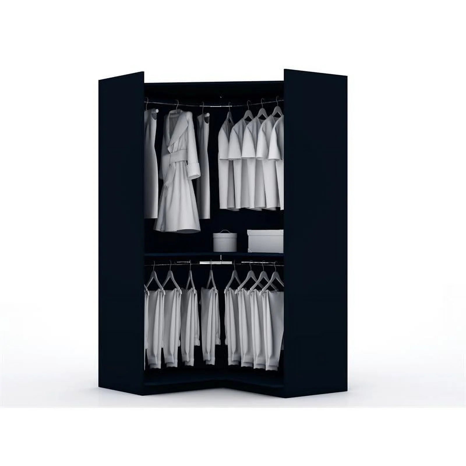 Midnight Blue Wood Corner Wardrobe Closet H794685