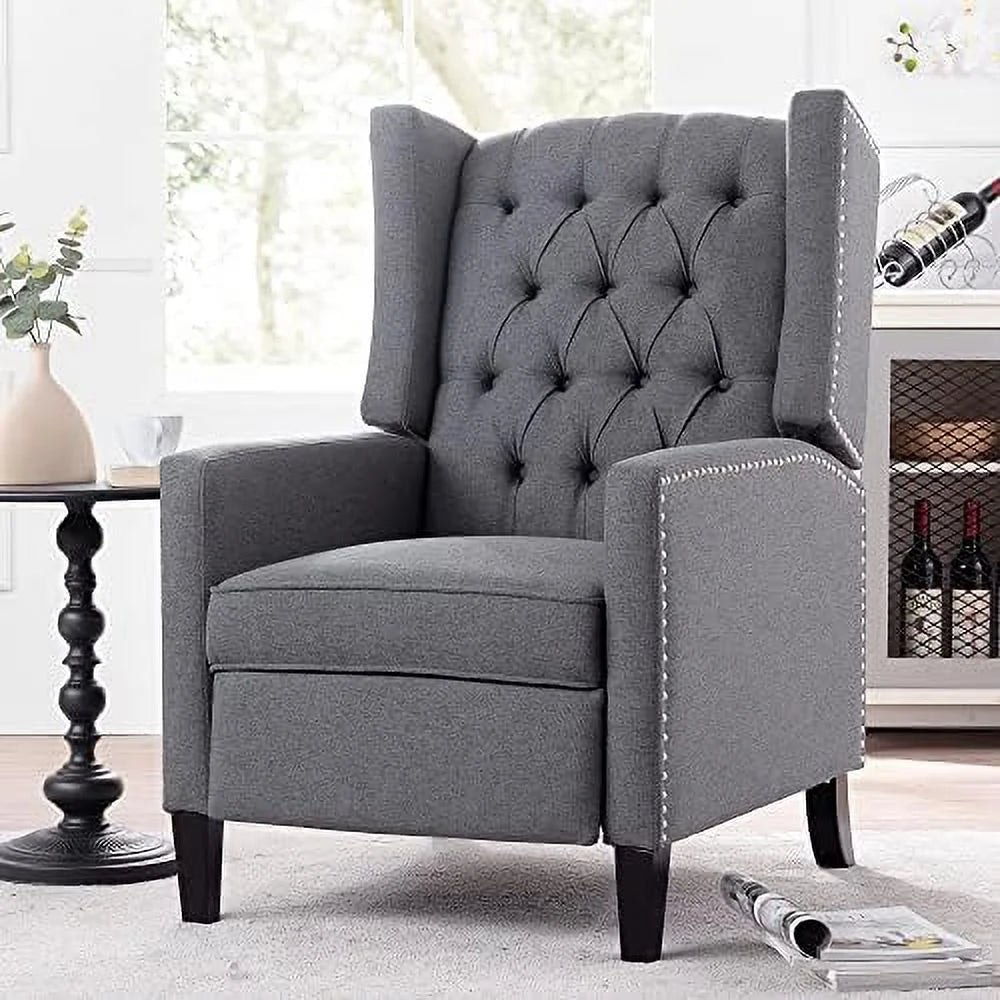 Beige Fabric Push Back Recliner Chair A64177
