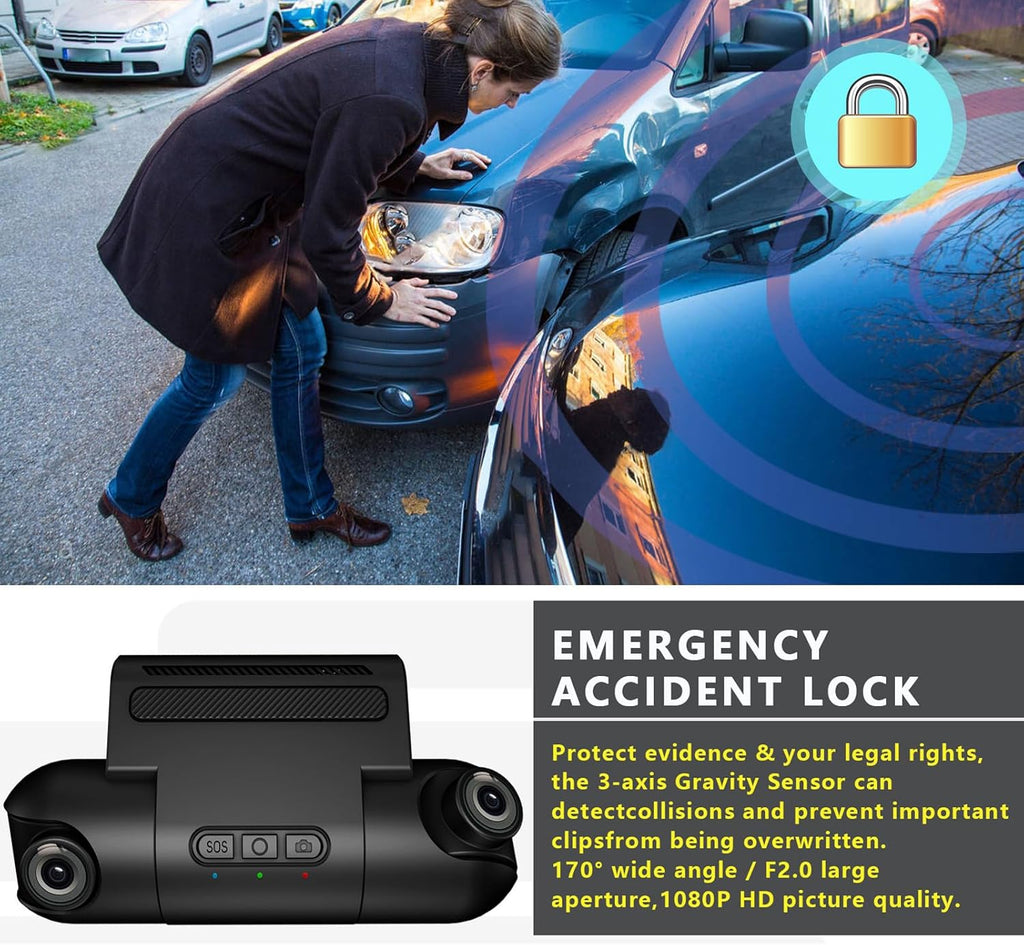 1080P FHD Front and Rear Dash Cam with 170° Wide Angle K2750
