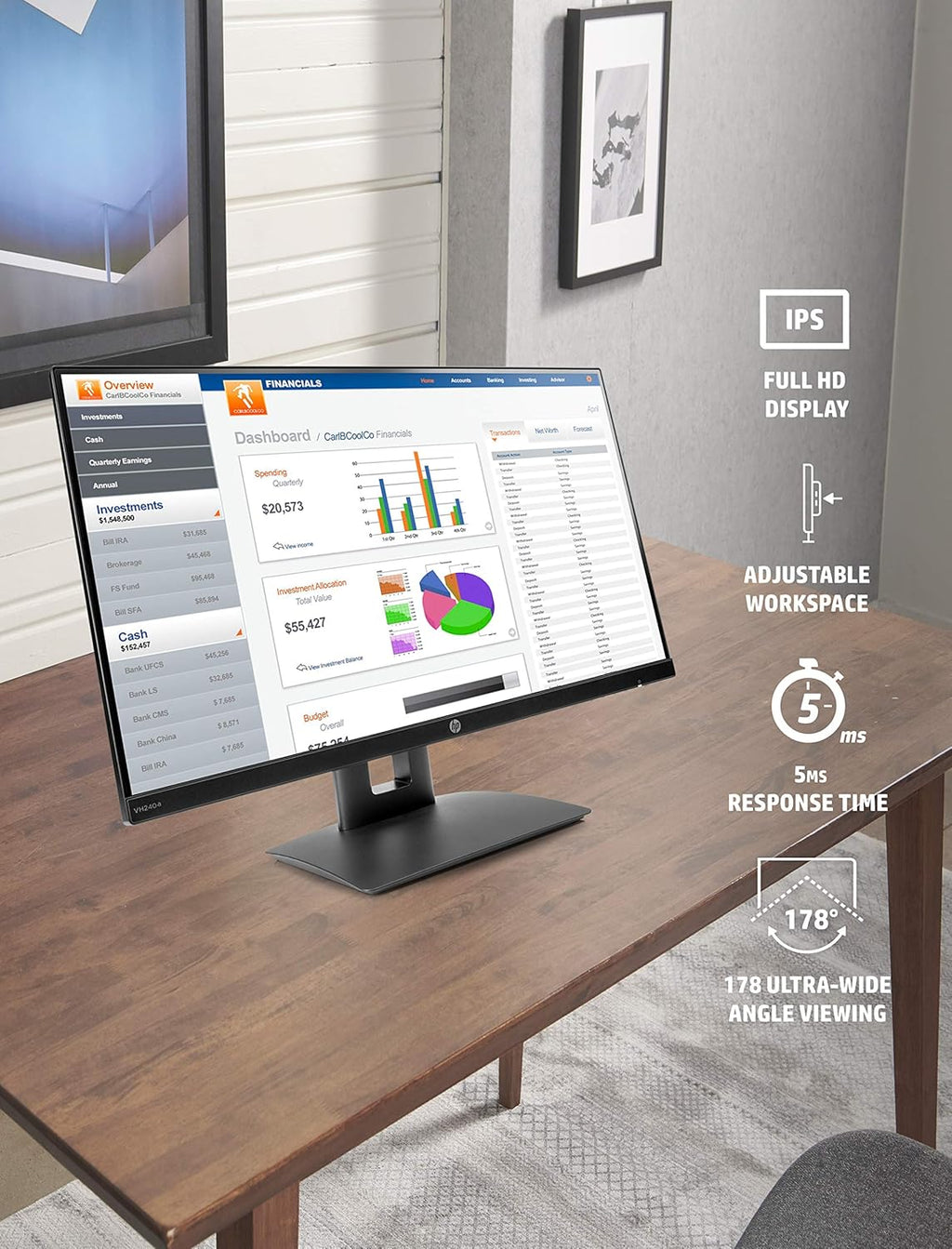 23.8-Inch Full HD 1080p IPS LED Monitor with Built-In Speakers and VESA Mounting, Black I181695