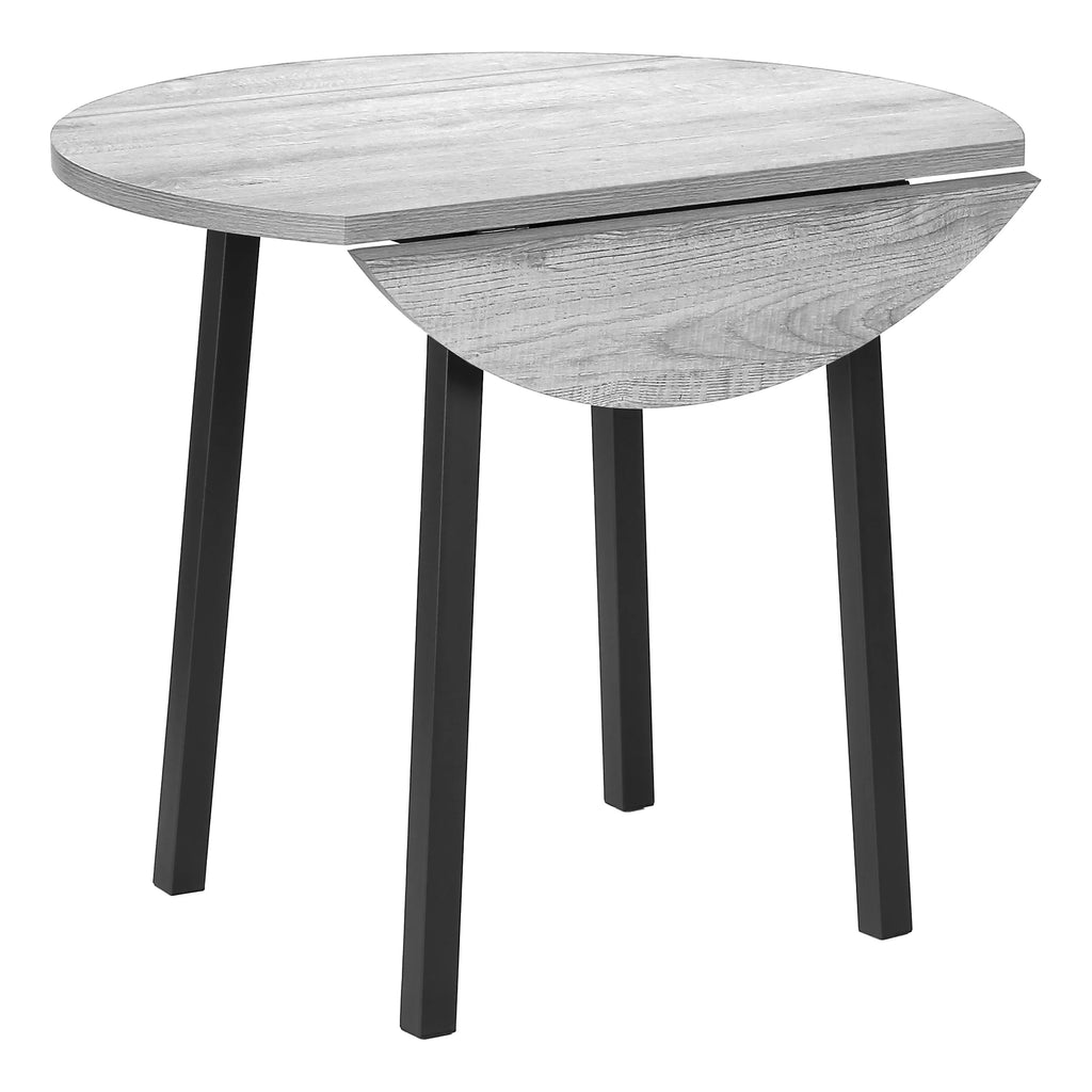 Gray 3pcs Drop Leaf Dining Table Set with Black Metal L236