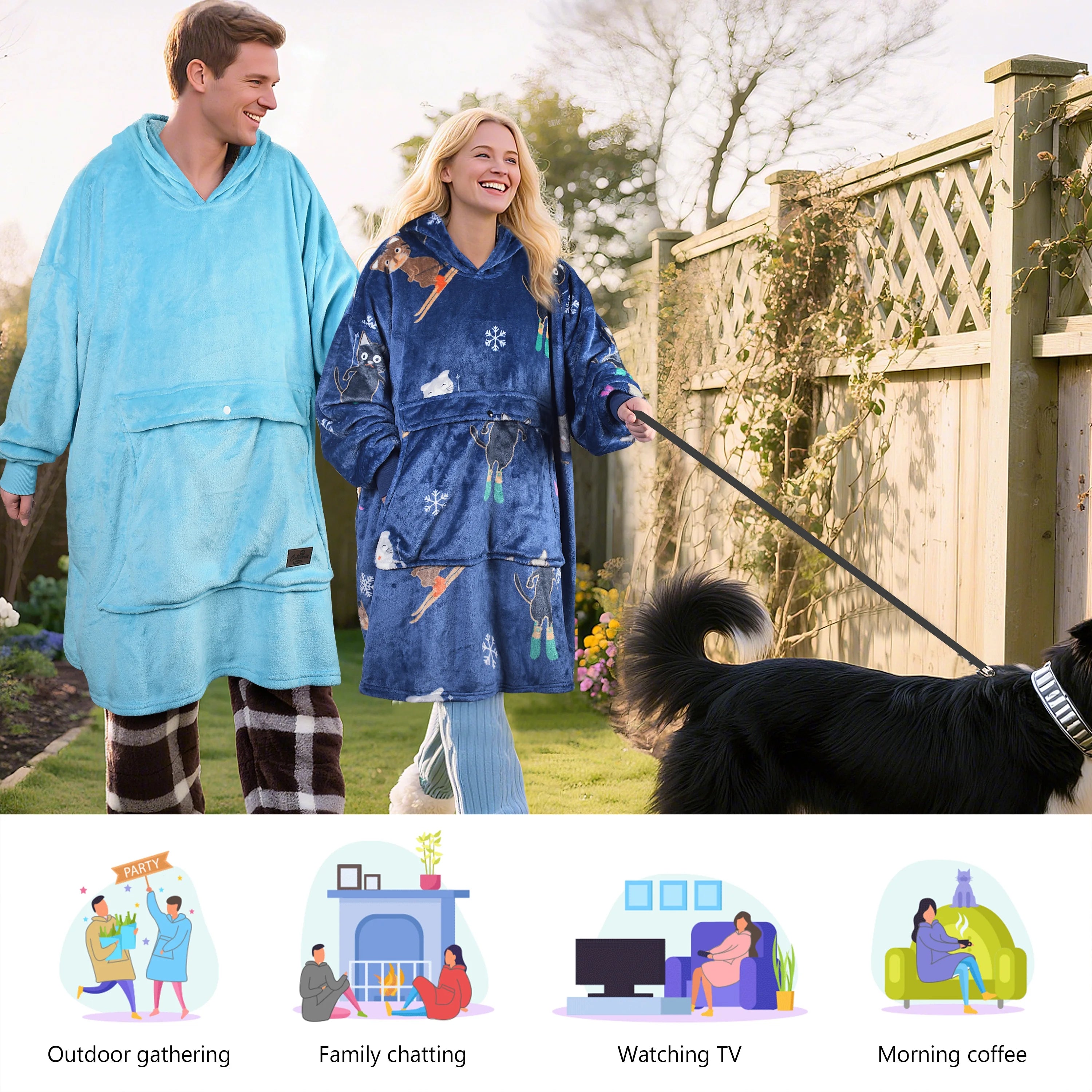 Blue Hooded Fleece Sweatshirt K35189