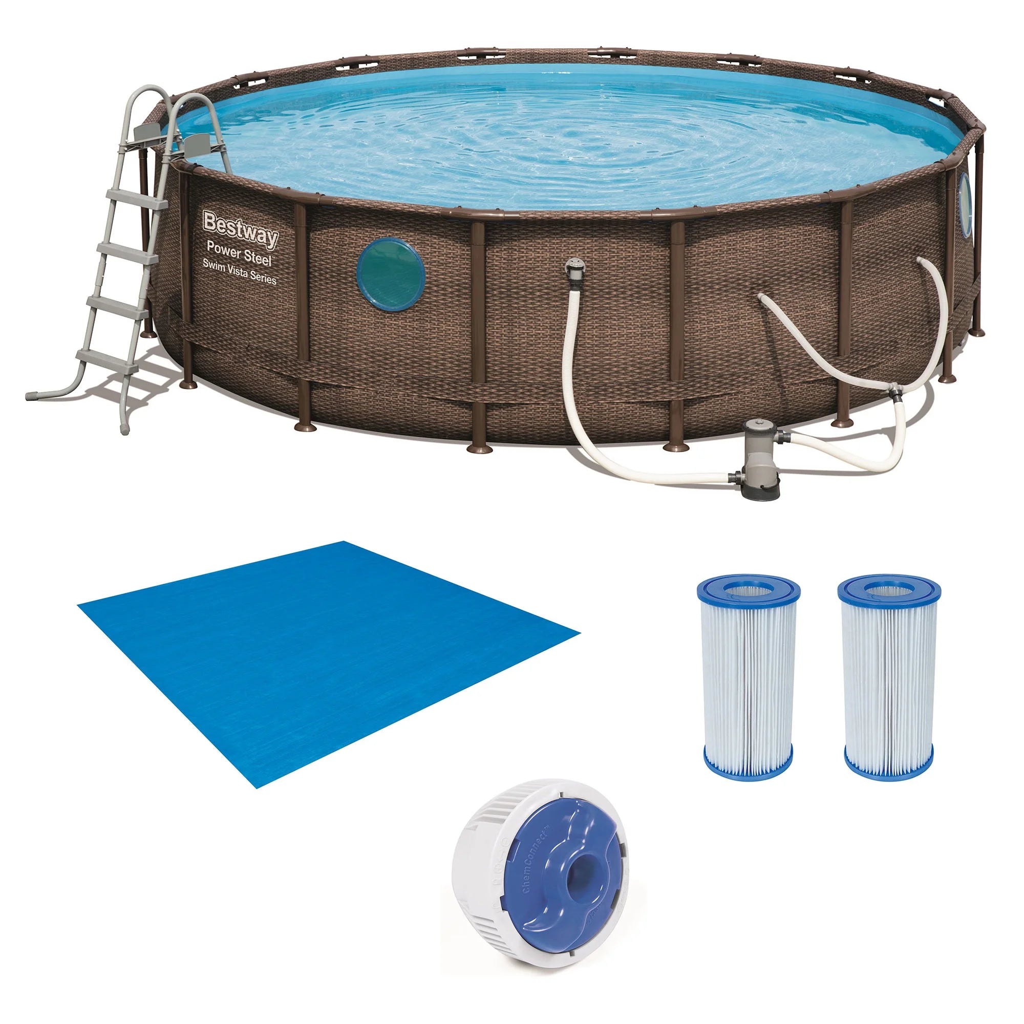16ft x 48in Power Steel Swim Vista Pool Set I37782