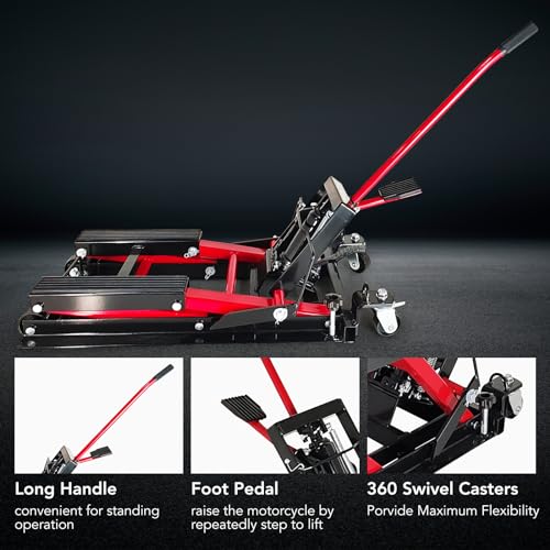 1500 LBS Capacity Steel Motorcycle Lift Jack with Wheels H875392