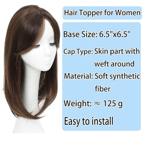 18 Inch Synthetic Fiber Clip in Hair Topper (Chestnut Brown & Honey Blonde) Q7550