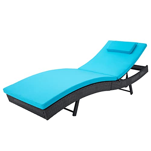 Outdoor Reclining PE Rattan Steel Frame Chaise Lounge Chairs Set of 2 O32764