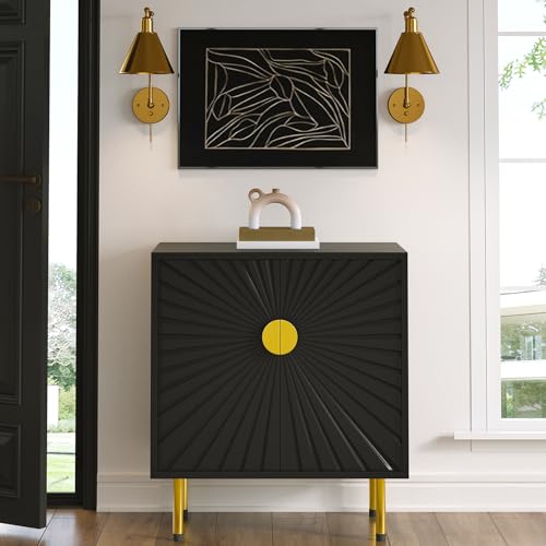White Accent Storage Cabinet with Gold Handle Set 2 N312624
