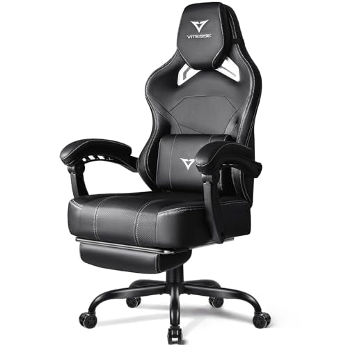 Big and Tall Gaming Chair with Footrest, Ergonomic Computer Chair (Black+Red) Y12139