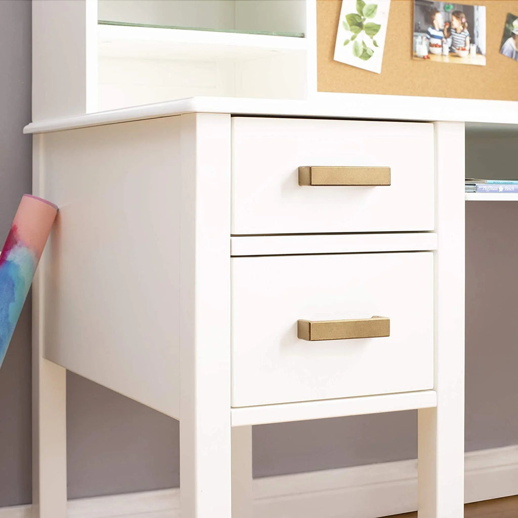 White Desk Hutch and Chair with Drawers X1703