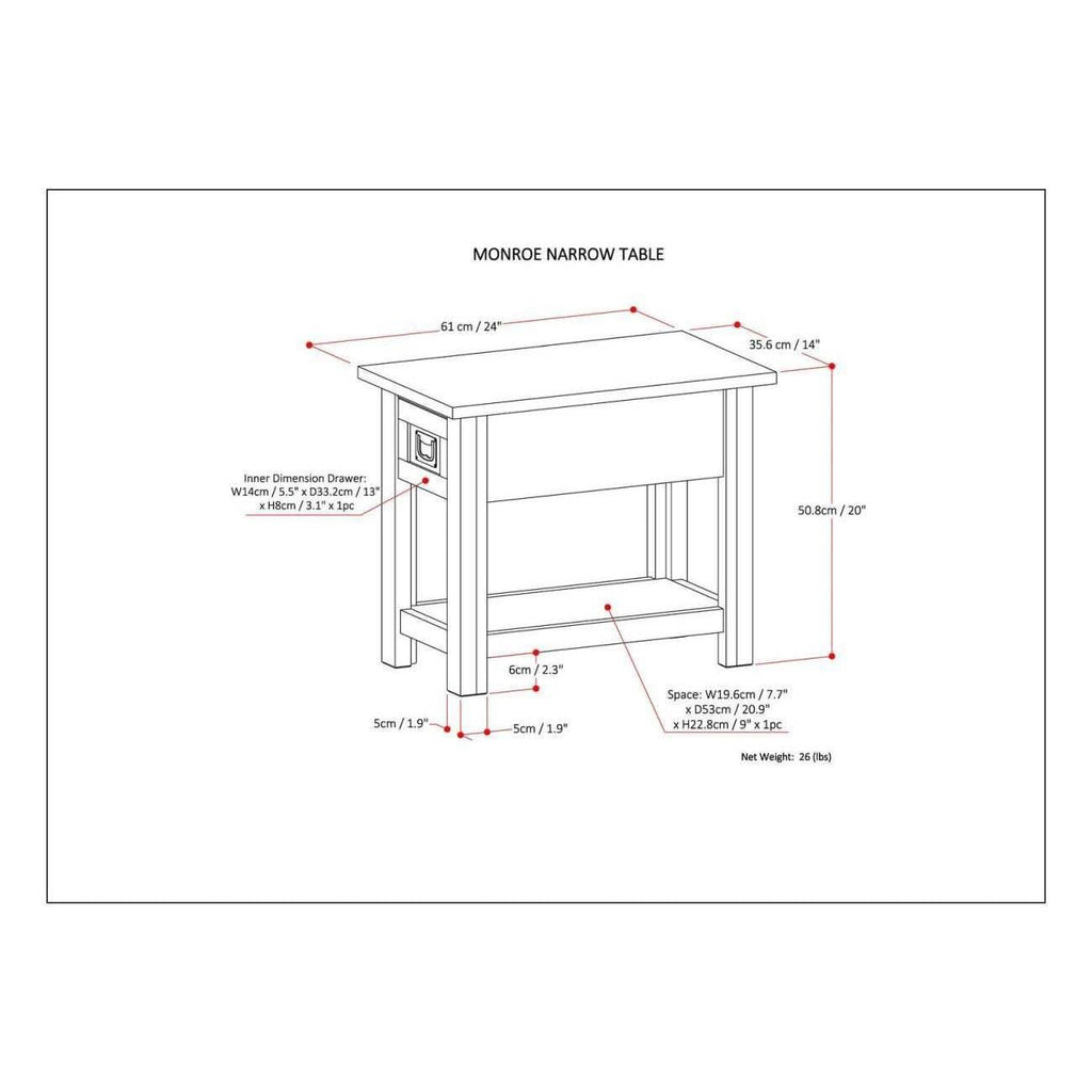 Solid Acacia Wood Narrow Side Table S1820