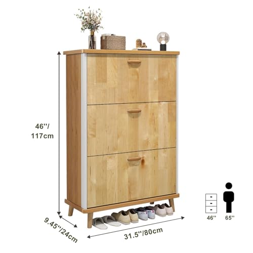 3 Drawer Maple Wood Shoe Cabinet A388292