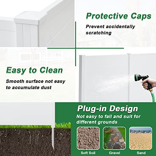 White 2 Panel Outdoor Privacy Screen with Iron Stakes N80183