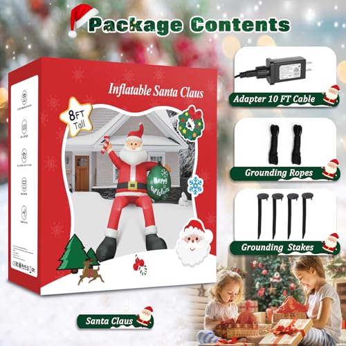 8 FT Blow Up Santa Claus with Gifts Bag Outdoor Decorations H466
