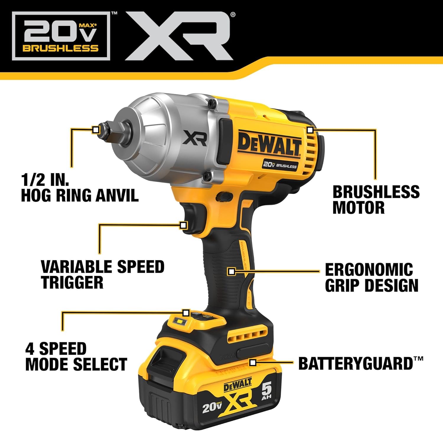 20V MAX 1/2 in. High Torque Impact Wrench with Hog Ring Anvil Kit O53791