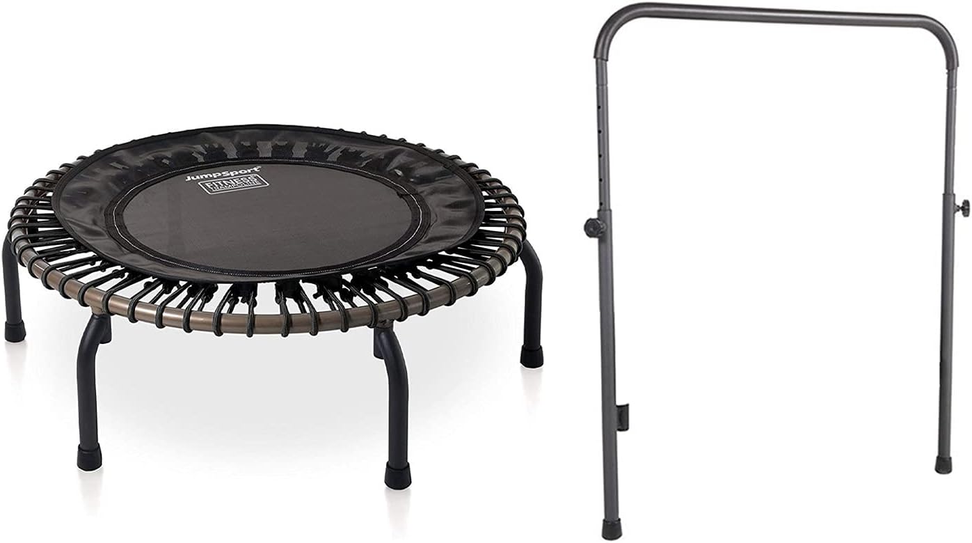 Black 39-Inch Fitness Rebounder Trampoline with Steel Handle Bar D261