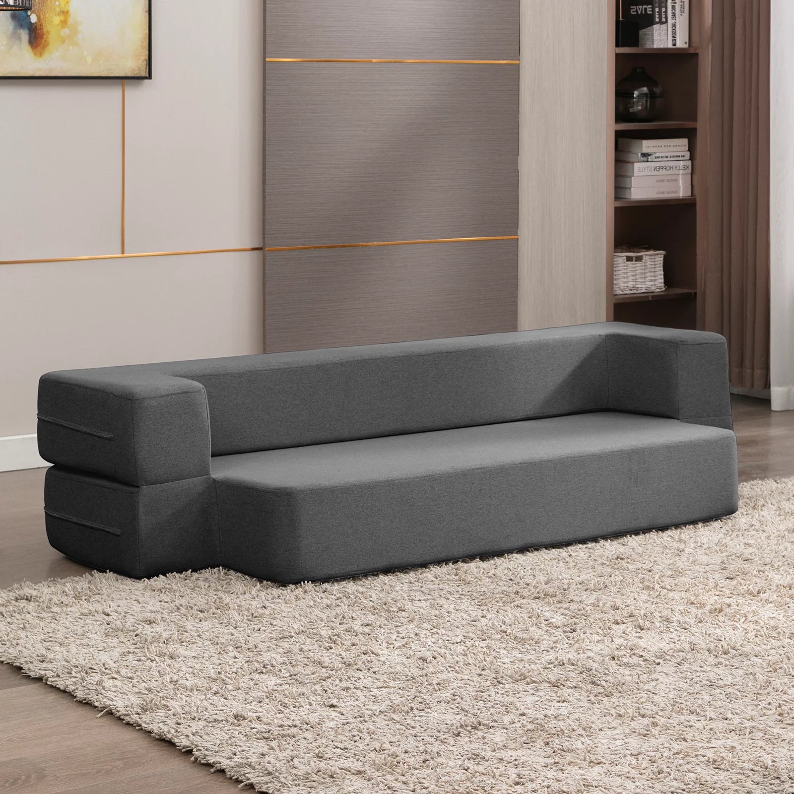 Dark Gray Folding Queen Size Sleeper Sofa Bed S537