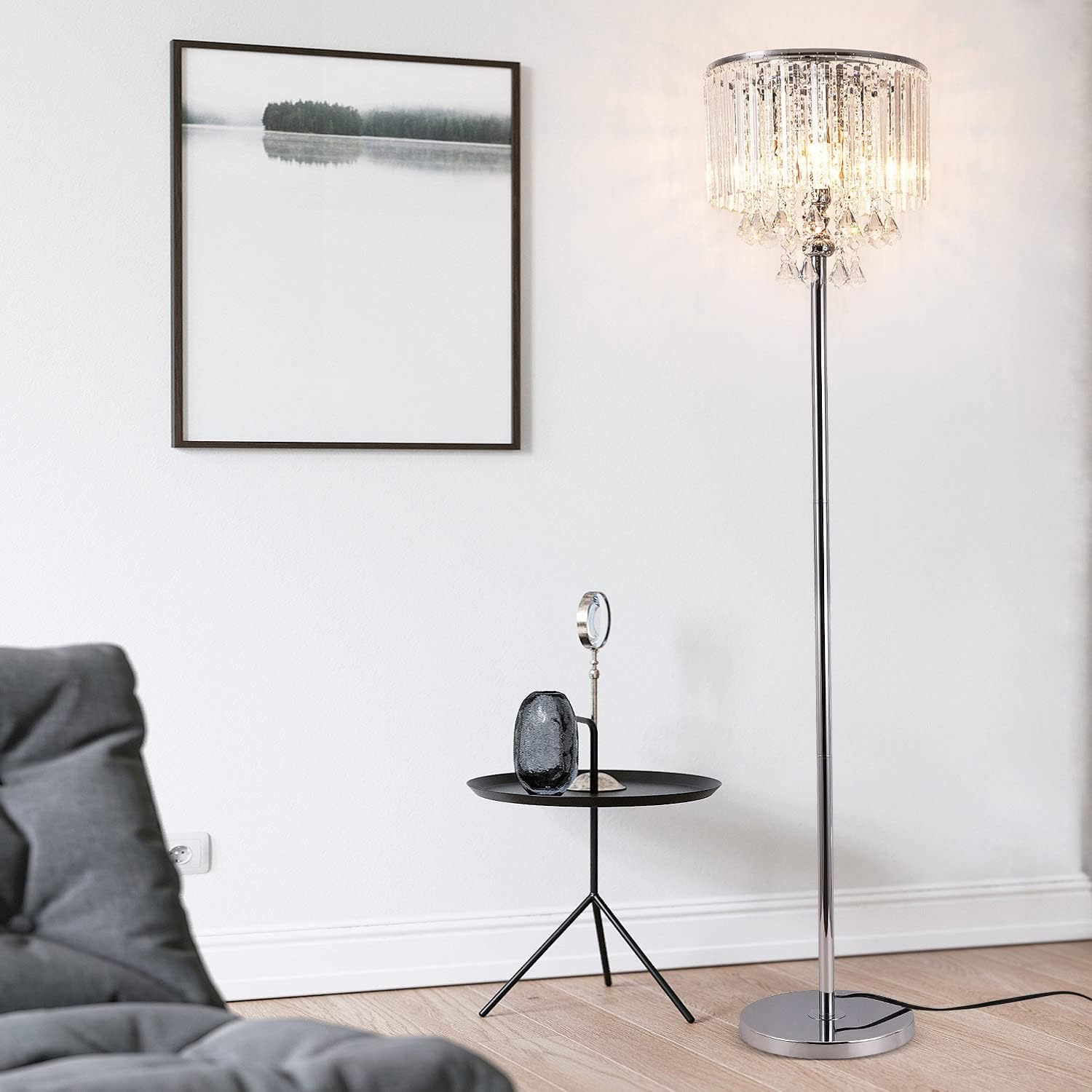 Chrome Crystal 3-Lights Floor Lamp K39674