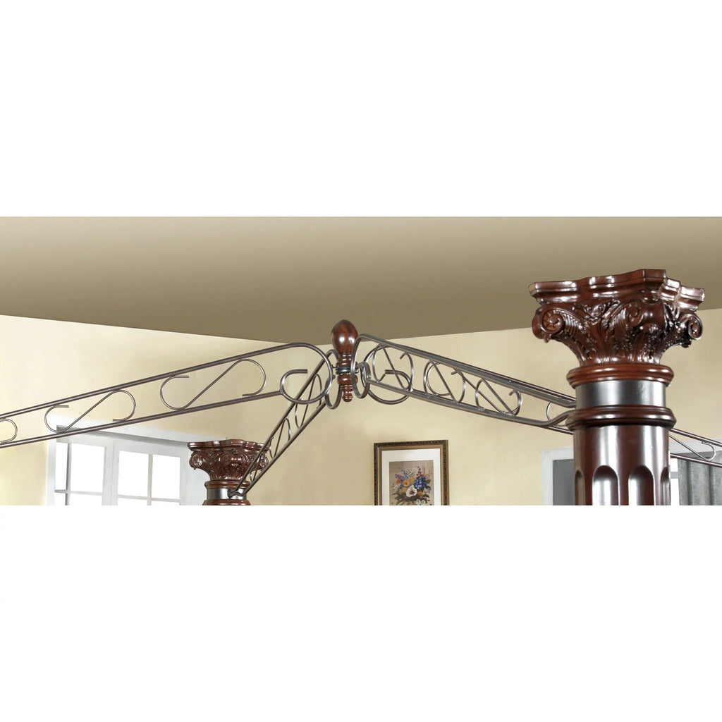 Brown Cherry Queen Canopy Bed Q888150