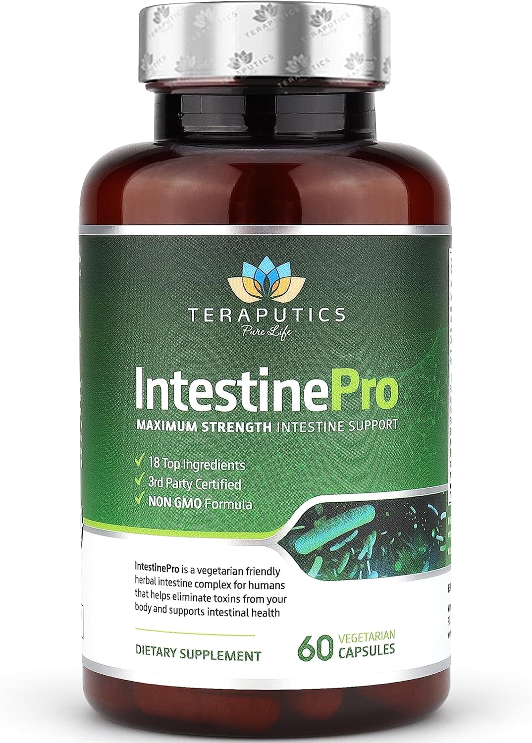 Intestine Support with Non-GMO Wormwood, Black Walnut, Echinacea, 60 Vegetarian Capsules S41693