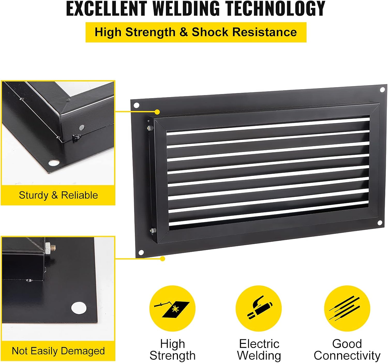 Black 8" x 16" Wall Mounted Flood Vent L92118