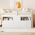 White Wooden Twin Size Loft Bed with 4 Drawers P6842
