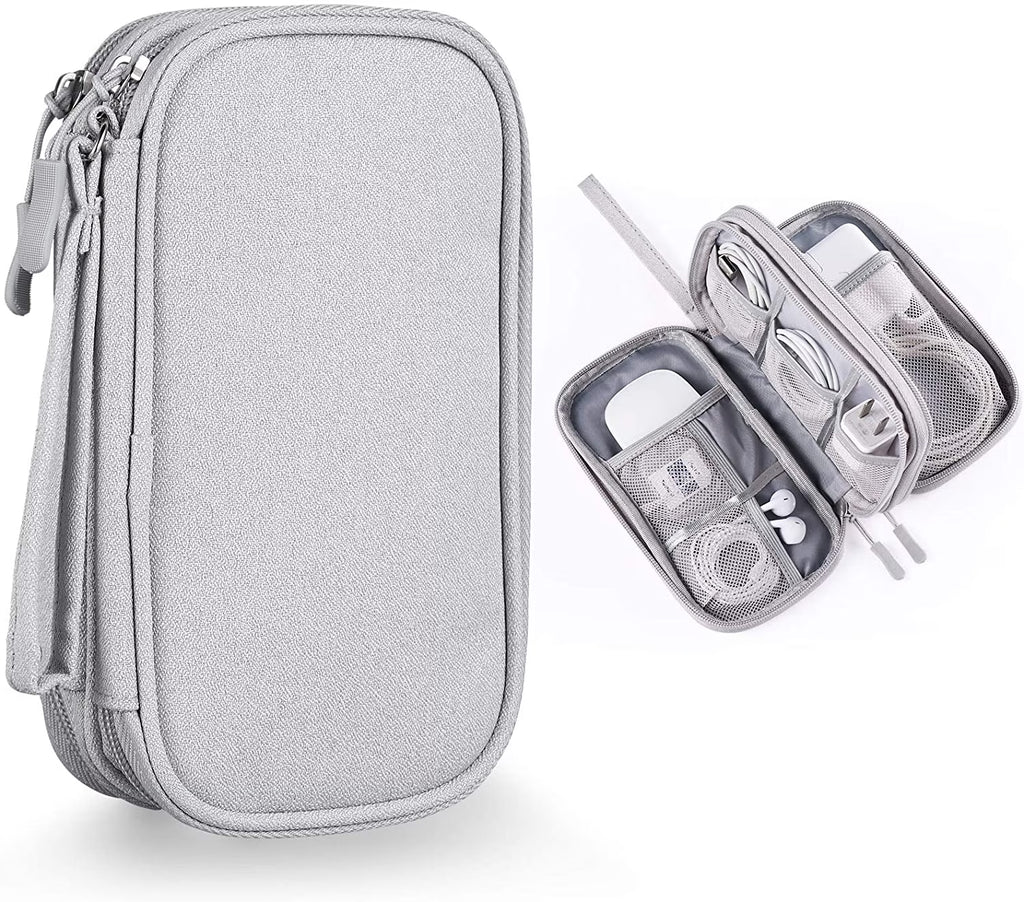 Compact Light Grey Travel Electronics Organizer Bag D46030