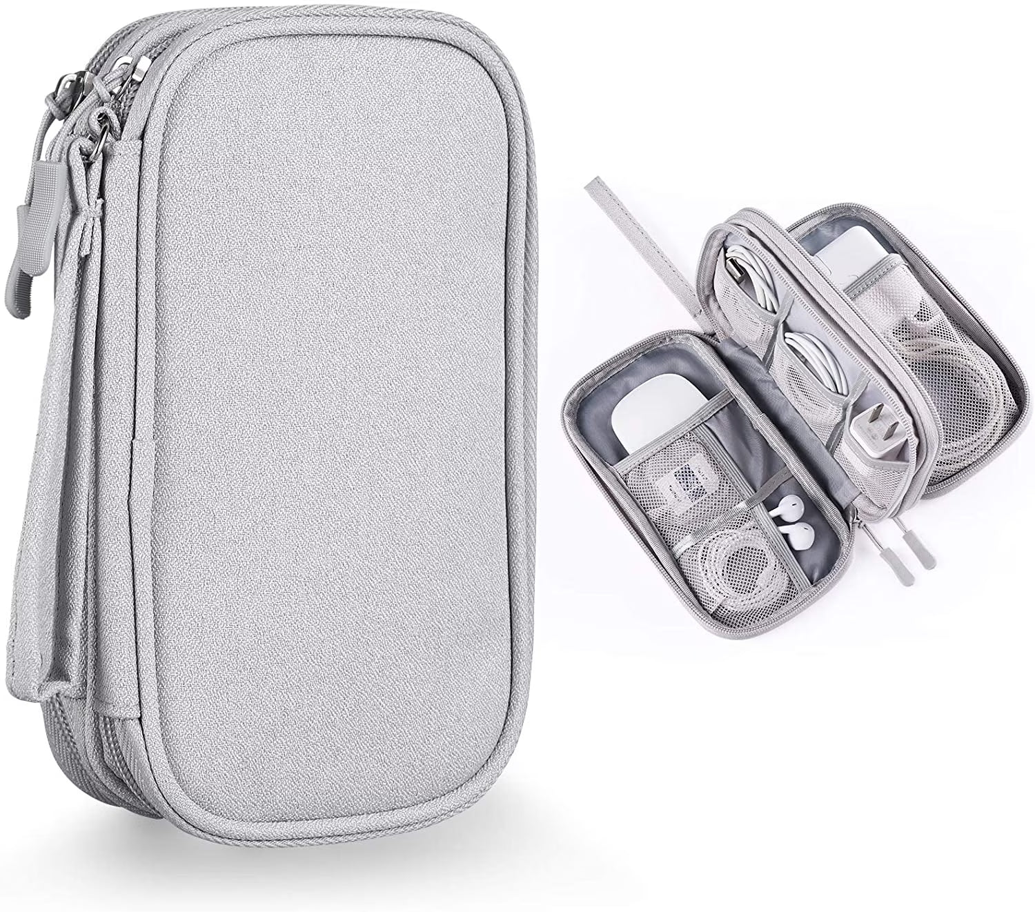 Compact Light Grey Travel Electronics Organizer Bag D46030