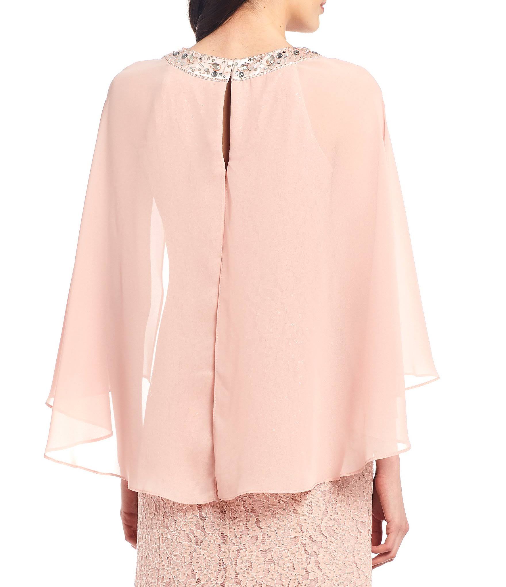 Sequin Lace Chiffon Capelet Gown H191411