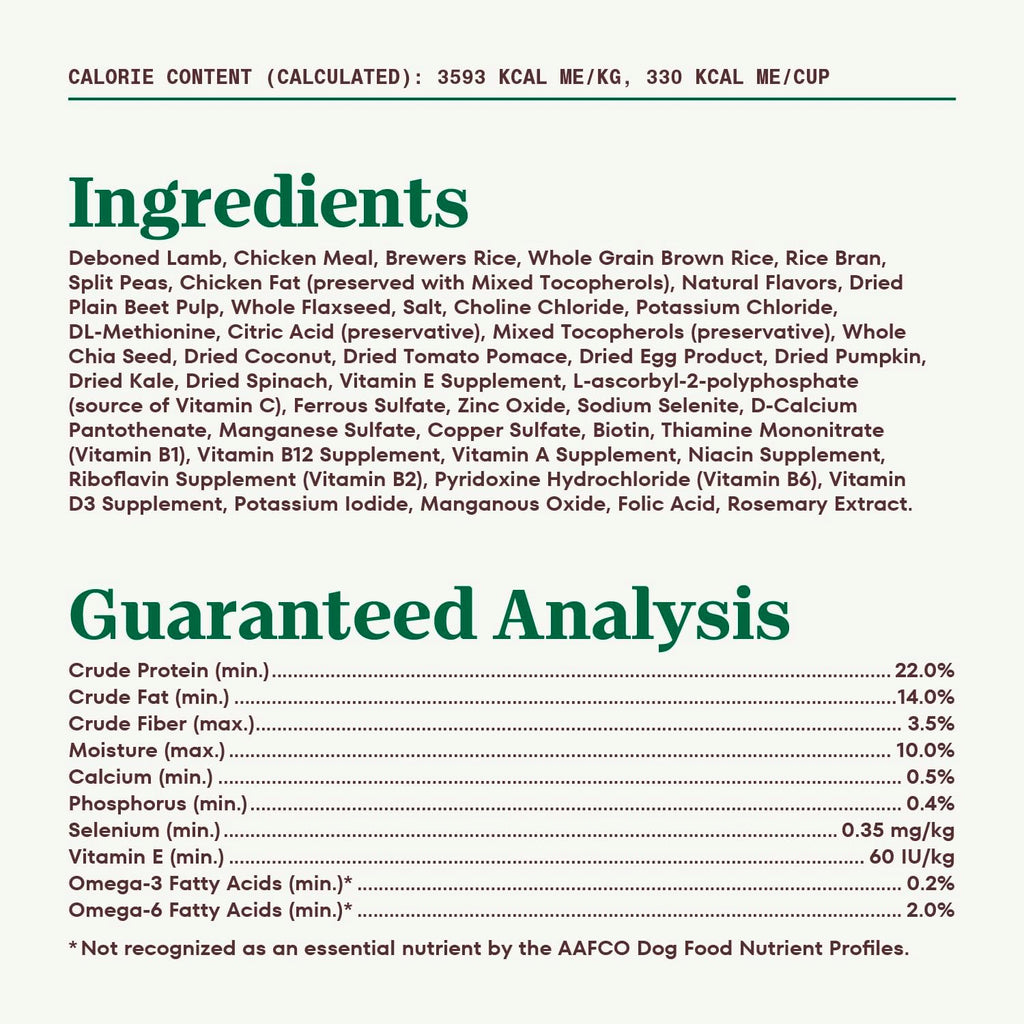 12 lbs Lamb and Brown Rice Dry Dog Food T33484