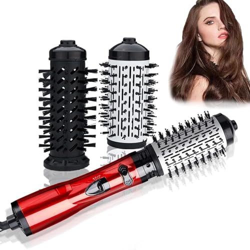 Red 3-in-1 Hot Air Styler and Rotating Hair Dryer with 2 Interchangeable Brushes M44801